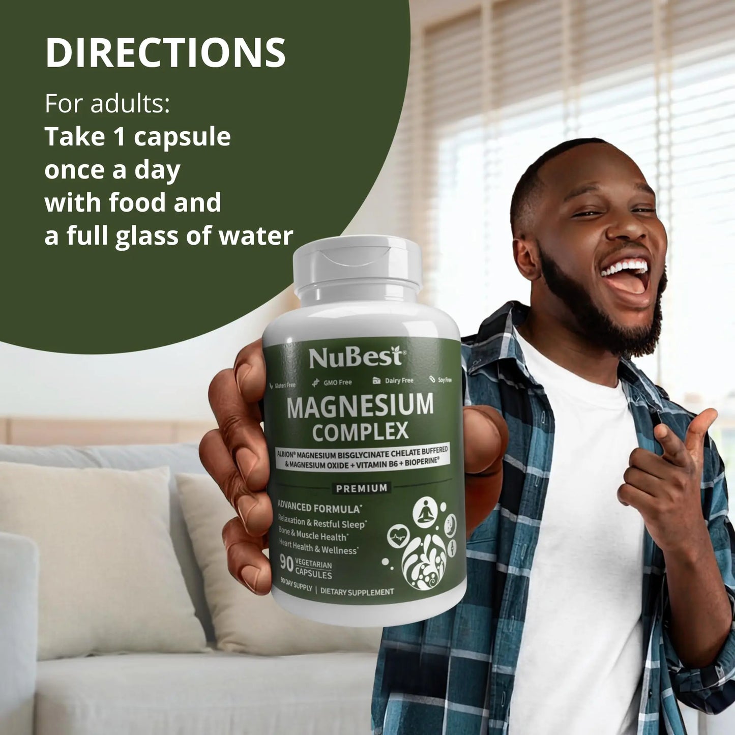 Magnesium Glycinate Chelate Complex with Albion Magnesium Bisglycinate Chelate, Vitamin B6 & BioPerine for Bone, Muscle, Natural Sleep, NuBest canada supplements