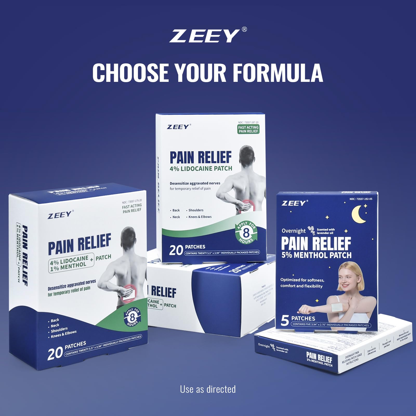 ZEEY 4% Lidocaine Pain Relief Patches, Maximum Strength OTC, for Back, Knee, Neck, Shoulders, Joints, Muscle Soreness, Fast Acting, Topical Anesthetic, Large Gel Patch, 5.5" x 3.94", 40Ct ZEEYBuy Supplements Australia