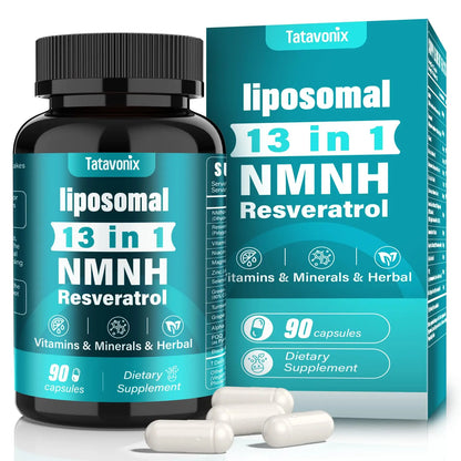 13 in 1 NMNH (Dihydronicotinamide Mononucleotide) 1000mg Per Serving, NMN Supplement Alternative with Liposomal NAD+ and Resveratrol, Non-GMO, Gluten-Free – for Anti-Aging, Energy, Focus – 90 Capsules TatavonixBuy Supplements Australia