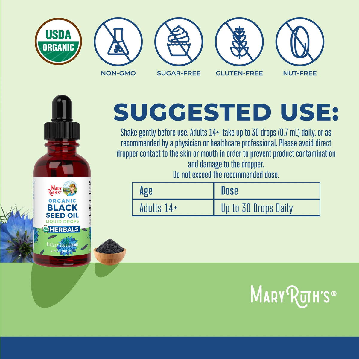 MaryRuth Organics Black Seed Oil Liquid Drops Cold Pressed | 3 Month Supply | USDA Organic Black Cumin Seed Oil | Immune Support | Respiratory Health | Sugar&Gluten Free | Vegan | Non-GMO | 2 Fl Oz MARYRUTH'SBuy Supplements Australia