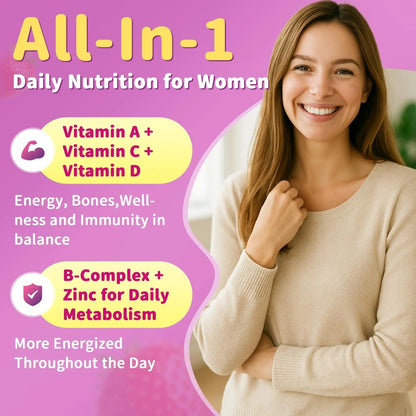 Multivitamin for Women Gummies With Iron, Magnesium, Folate, Biotin, Zinc, Womens Multivitamin Gummy Vitamin D3 A C E, B Complex GparkNatureBuy Supplements Australia