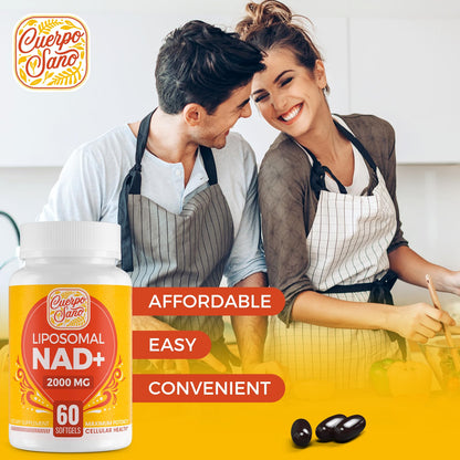 Cuerpo Sano 2000 MG NAD Supplement, Liposomal NAD+ with High Absorption, More Efficient Than Nicotinamide Riboside, Pure & Plus Boosting Supplement, Aging Defense, Metabolism & Cellular, 60 softgels Cuerpo SanoBuy Supplements Australia