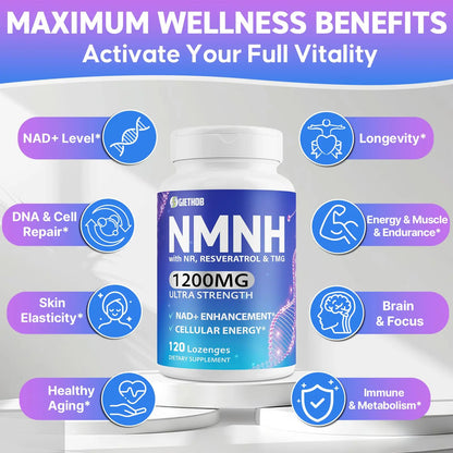 Wriayrui Sublingual NMNH (Dihydronicotinamide Mononucleotide), NMN Supplement Alternative, NAD+ Levels as We Age, Anti-Aging, Energy, NAD Resveratrol Supplement with w/NR, Resveratrol & TMG 120 Count WriayruiBuy Supplements Australia