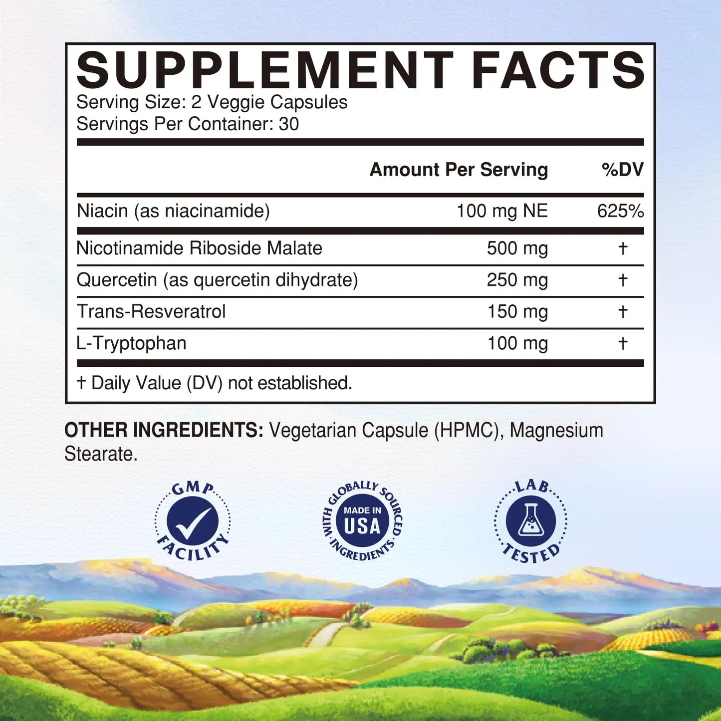 Vitalitown 5 in 1 NAD+, NMN Supplement Alternatives, Nicotinamide Riboside (NR), Trans-Resveratrol, Quercetin, Niacinamide, L-Tryptophan, for Cellular Energy, Heart, Skin, 60 Veggie Capsules VitalitownBuy Supplements Australia