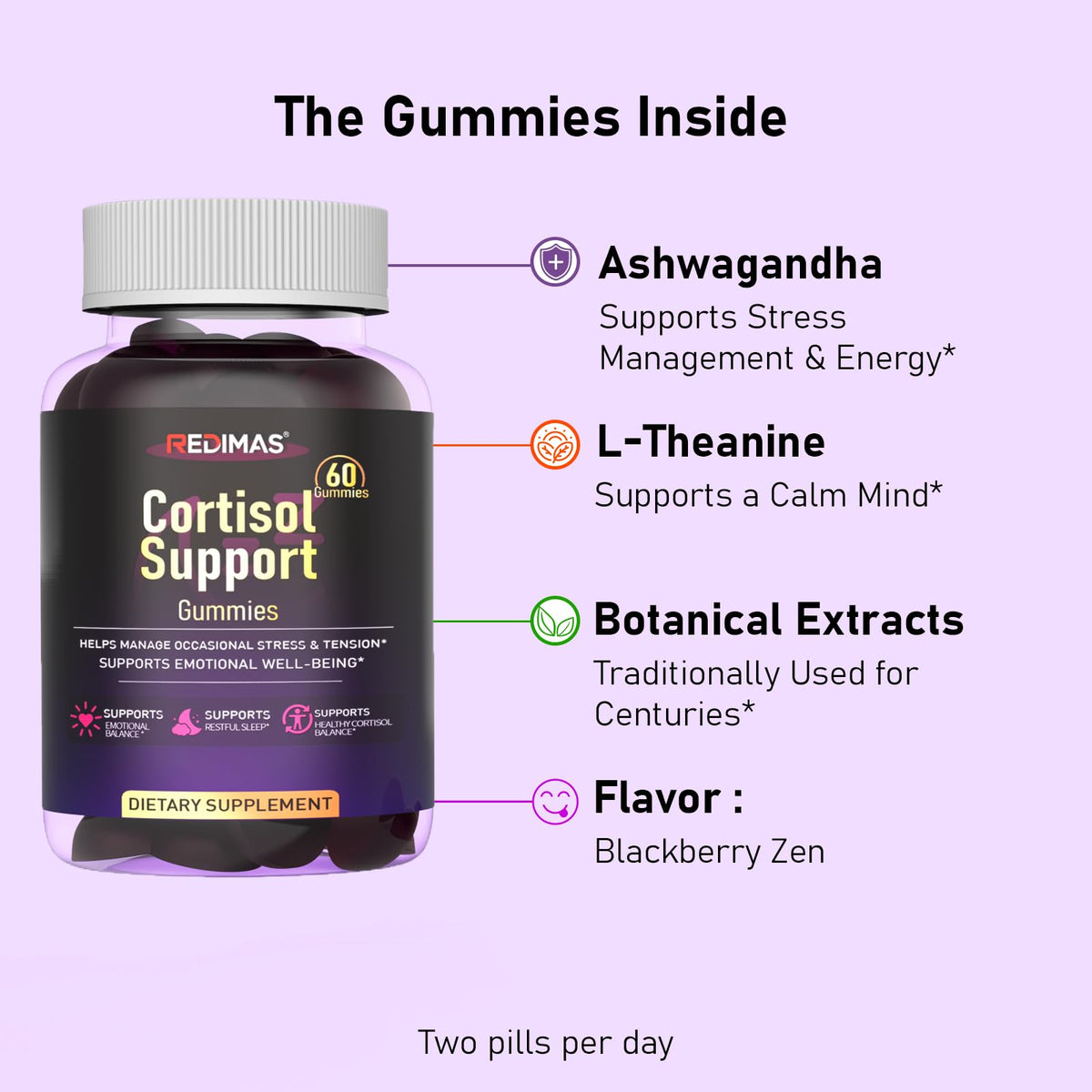 Redimas Cortisol Gummies for Women & Men with Ashwagandha, Magnesium, L-Theanine and Multivitamin, Vegan Chewable Gummies for Daily Lifestyle Balance, Convenient Adult Supplement, 60 Count RedimasBuy Supplements Australia