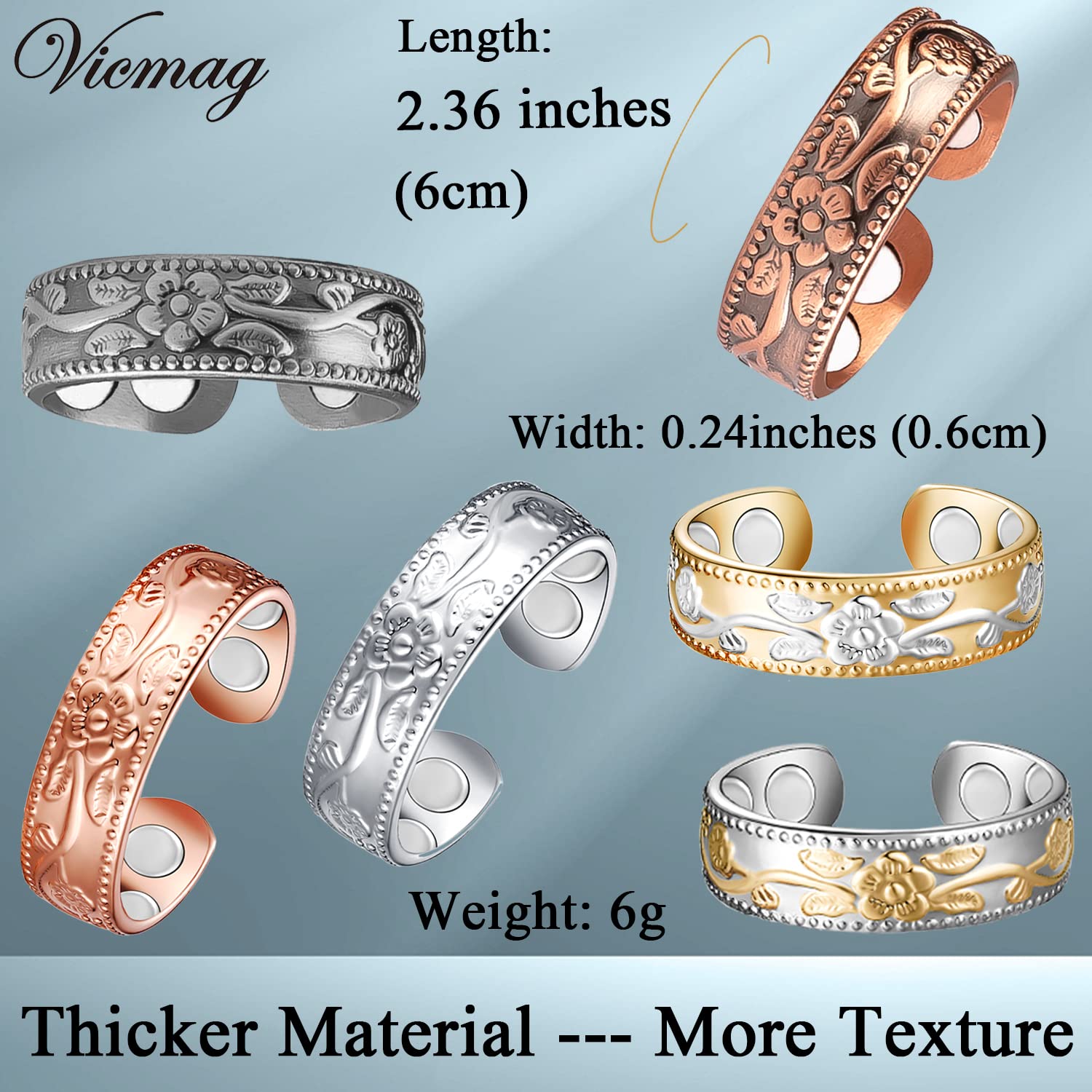 Vicmag Copper Magnetic Ring for Women Men 100% Solid Pure Copper Adjustable with Jewelry Gift Box VicmagBuy Supplements Australia