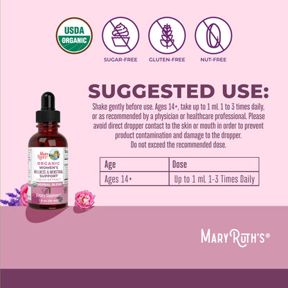 MaryRuth Organics USDA Organic Women's Wellness Liquid Herbal Supplements | Includes Stinging Nettle, Raspberry Leaf, Eleuthero Root, Chaste Tree Berry | Menstrual Support | Non-GMO, Vegan MARYRUTH'SBuy Supplements Australia