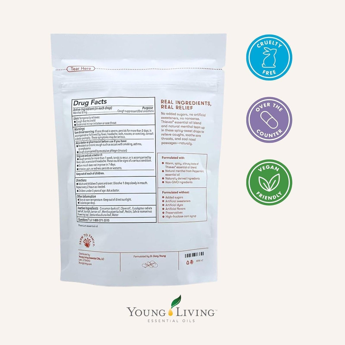 Young Living Thieves Cough Drops | 30 ct | Cinnamon & Menthol Flavor | with Thieves Essential Oil Blend of Lemon, Clove, Eucalyptus, Rosemary, & Peppermint | Sugar Free | Cooling Throat Comfort Young Living buy supplements Au
