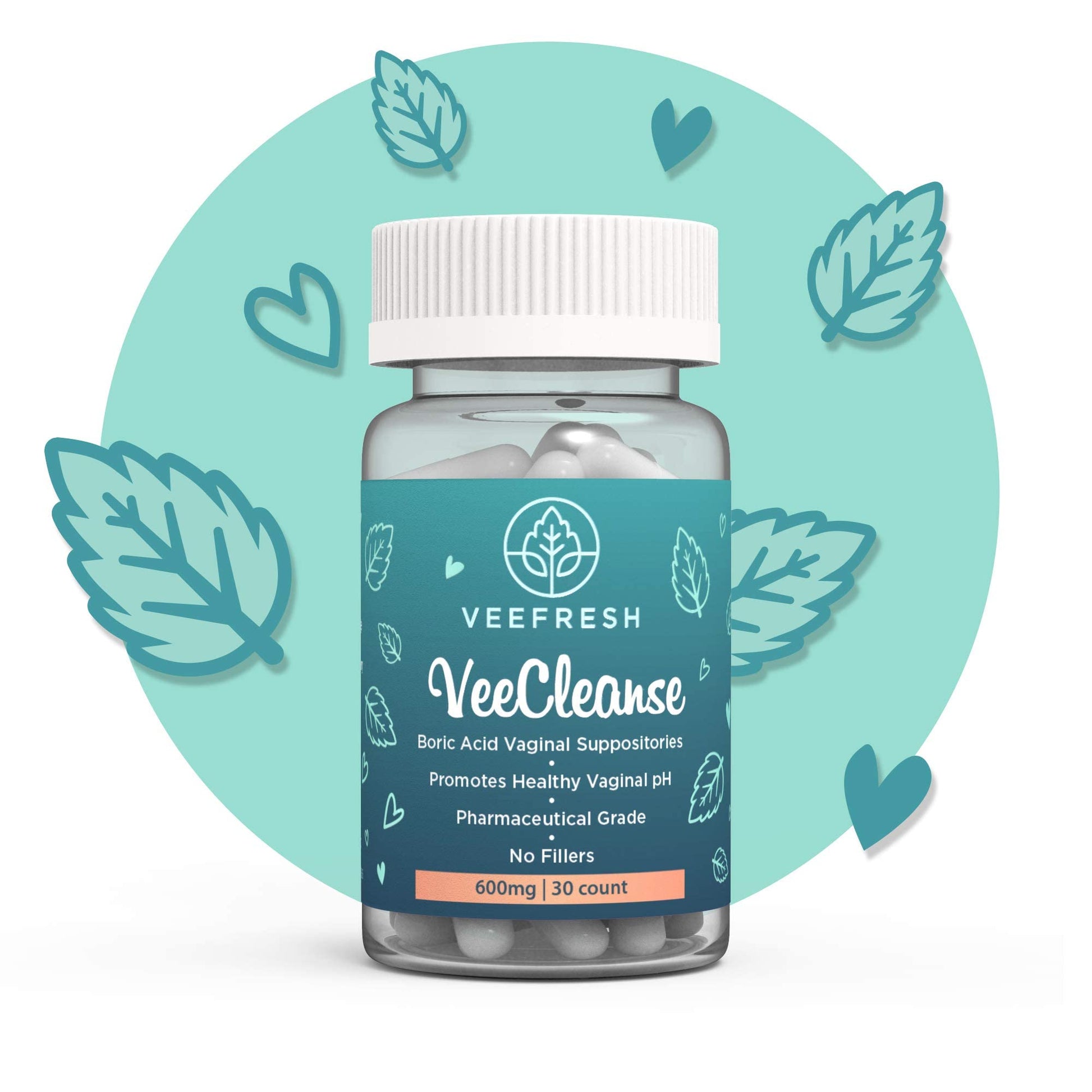 VeeFresh - VeeCleanse Boric Acid Vaginal Suppositories - Vaginal pH Balance Suppositories VeeFreshBuy Supplements Australia