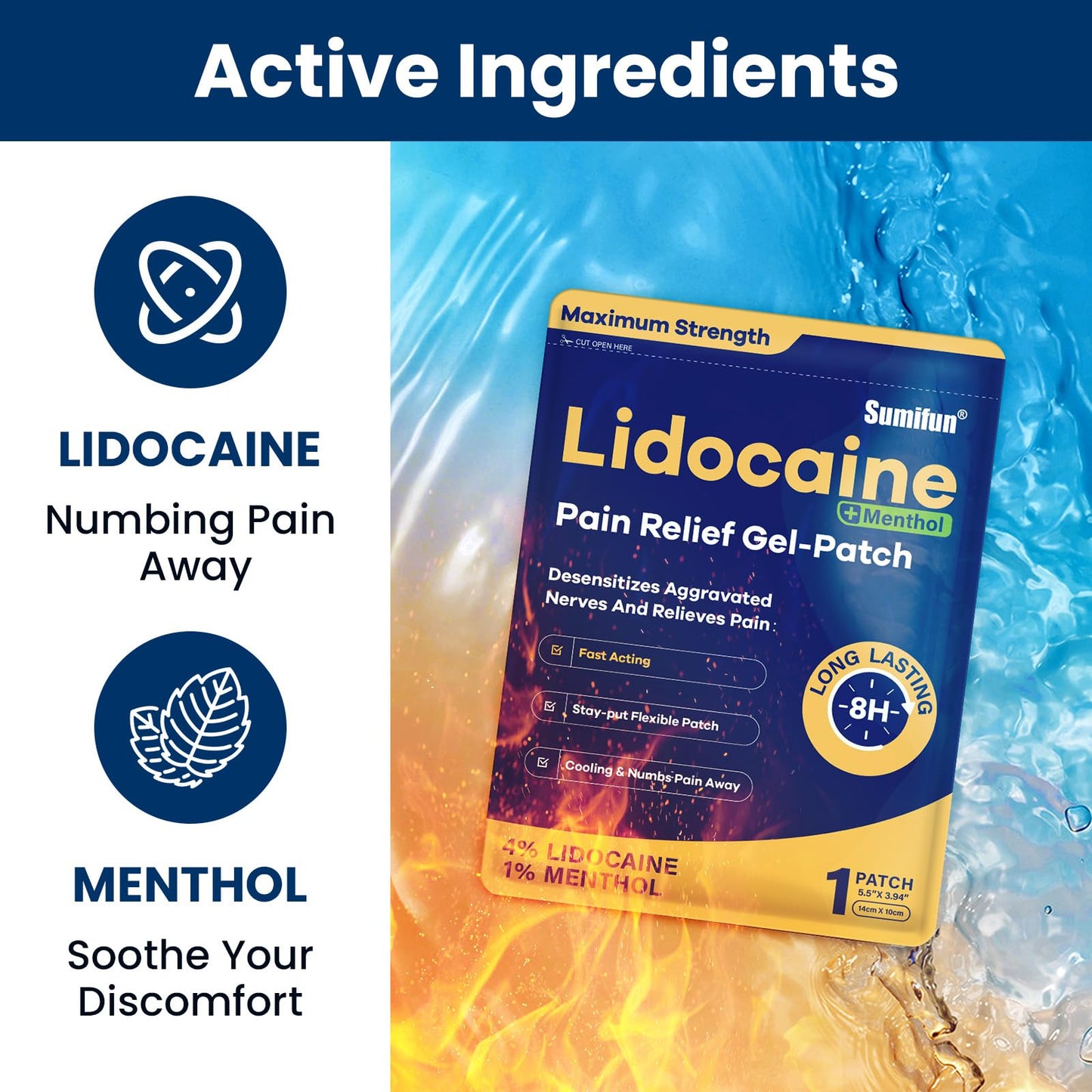 Sumifun 4% Lidocaine Patches Plus 1% Menthol - 30 Counts Maximum Strength OTC Pain Relief Patches for Back Ache Stiff Neck Joint Pain Muscle Soreness Topical Analgesic Sumifun buy supplements Au