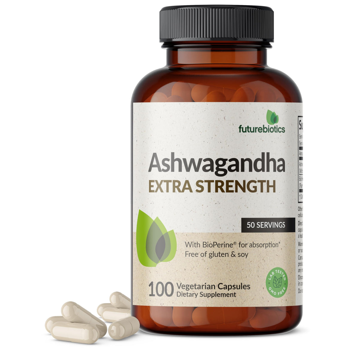 Futurebiotics Ashwagandha Extra Strength Stress & Mood Support with BioPerine - Non GMO Formula, 100 Vegetarian Capsules FuturebioticsBuy Supplements Australia