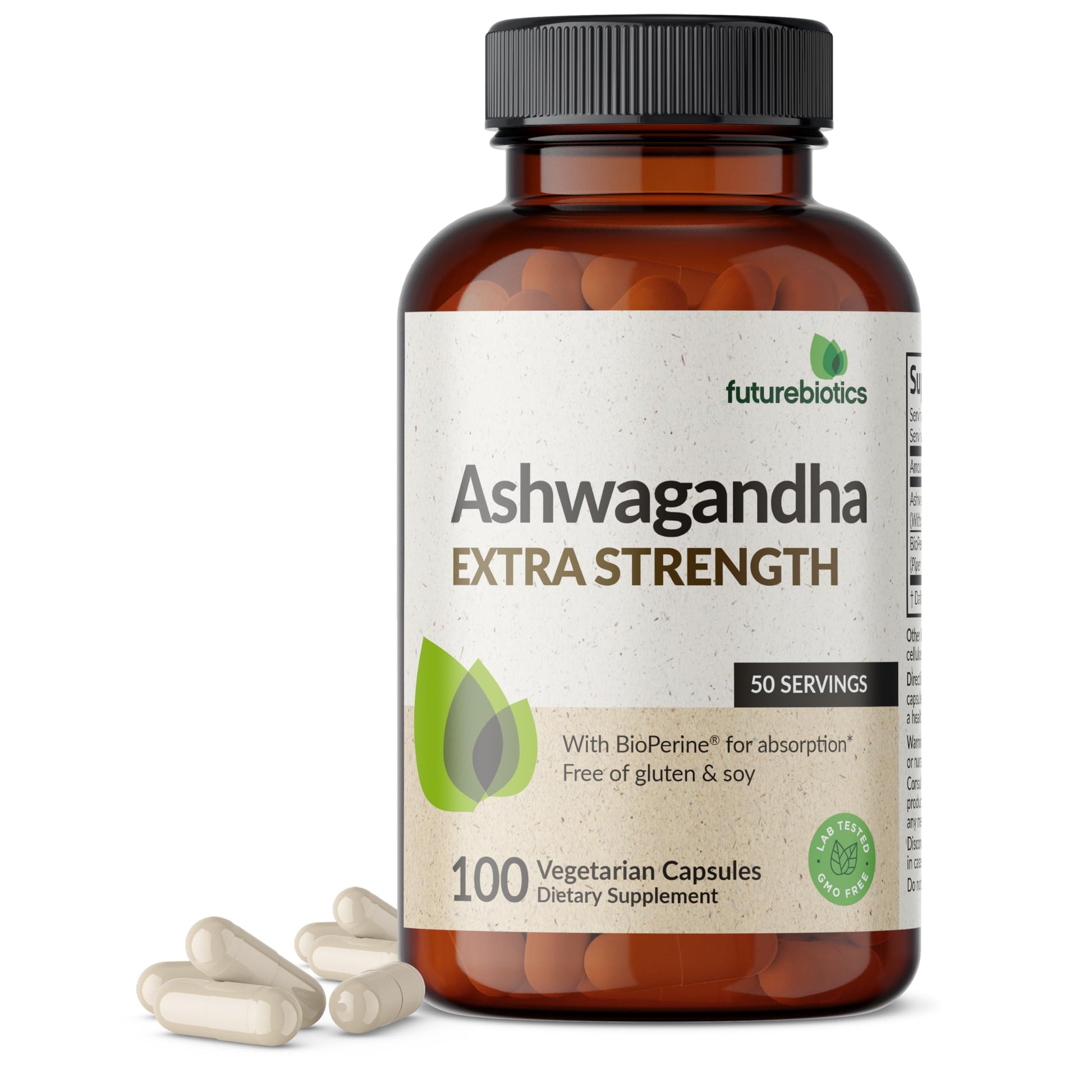 Futurebiotics Ashwagandha Extra Strength Stress & Mood Support with BioPerine - Non GMO Formula, 100 Vegetarian Capsules FuturebioticsBuy Supplements Australia