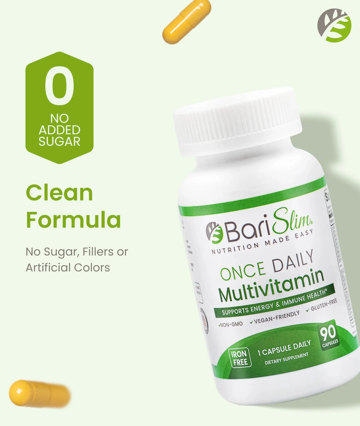 BariSlim Once Daily Bariatric Multivitamin Capsule - Iron-Free Formula - Bariatric Vitamin and Supplement for Post Surgery BariSlim