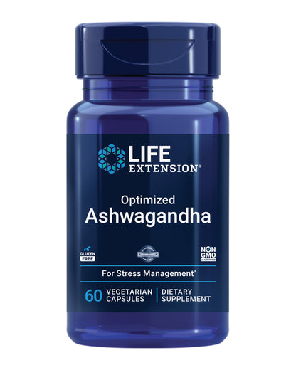 Life Extension Optimized Ashwagandha - Stress Management Supplement for a Healthy Stress Response, Focus, Memory, Stress Relief - Vegetarian, Gluten-Free, Non-GMO, 60 Capsules Life ExtensionBuy Supplements Australia