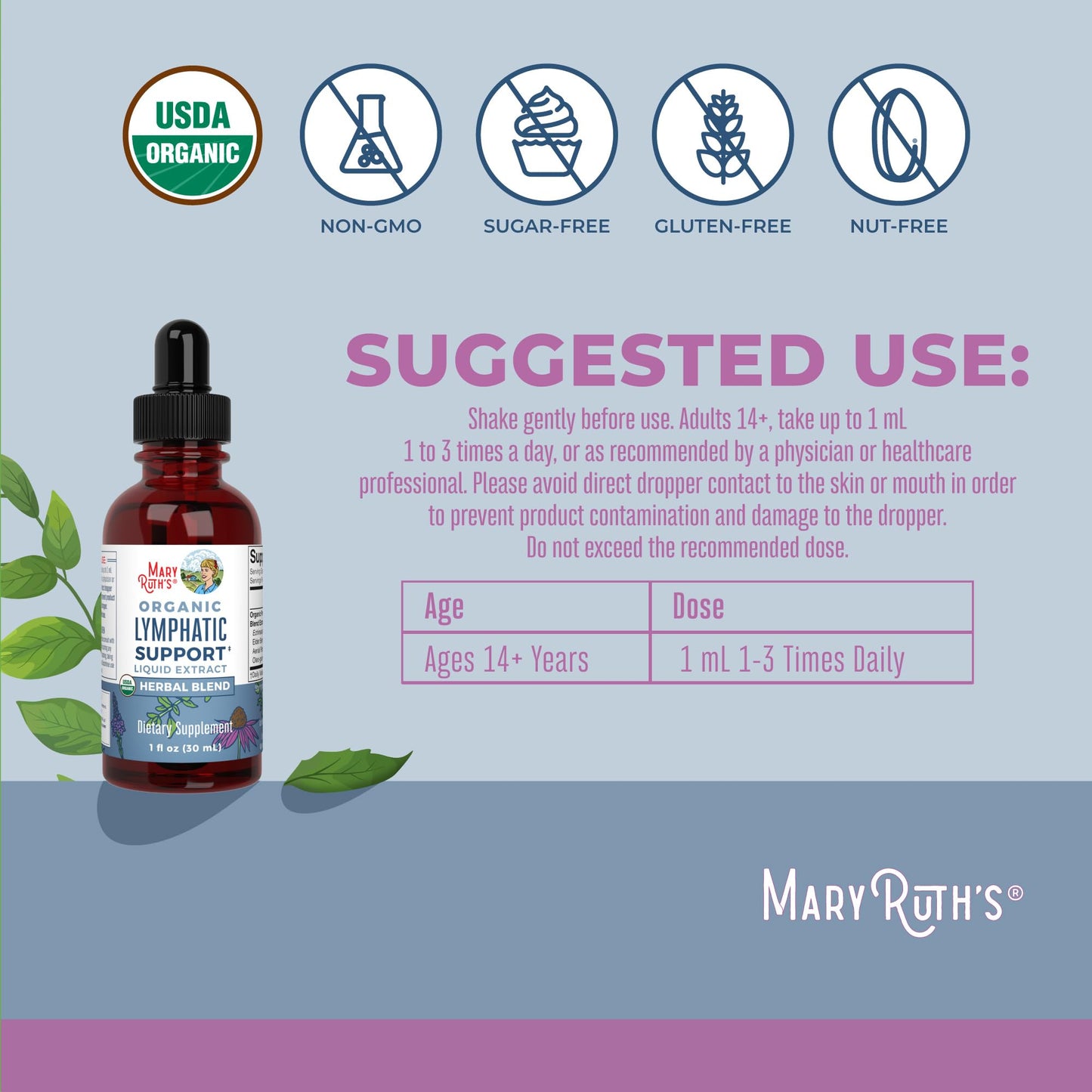 Lymphatic Support Drops by MaryRuth's | USDA Organic Lymphatic Cleanse Immune Support Supplement| Lymphatic Support with Echinacea & Elderberry | Blue Vervain | Vegan | Non-GMO | 30 Servings MARYRUTH'SBuy Supplements Australia