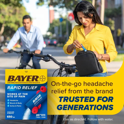 Bayer® Rapid Relief, Dissolvable Raspberry Flavor, Powder Packs with Aspirin & Caffeine, Fast Acting Headache Relief, Muscle and Body Pain Reliever, 30ct BayerBuy Supplements Australia