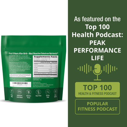 First Milking Colostrum Powder from Grass Fed USA Cows Milked Within 6 Hours of Giving Birth to Get the Most Bioactive Nutrients. High Immunoglobulin Non-GMO Bovine Colostrum Supplement for Humans Peak PerformanceBuy Supplements Australia