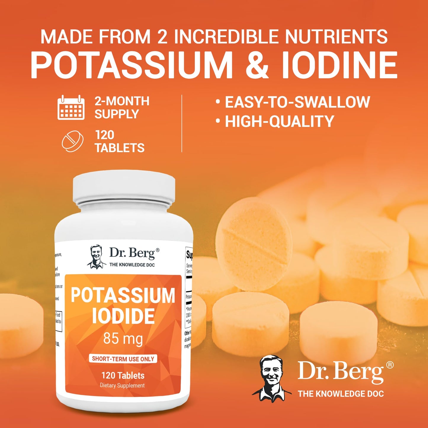 Dr. Berg's Incredible Potassium Iodide Tablets - Now 120 Tablets with a Smaller Easy Dr. Berg NutritionalsBuy Supplements Australia