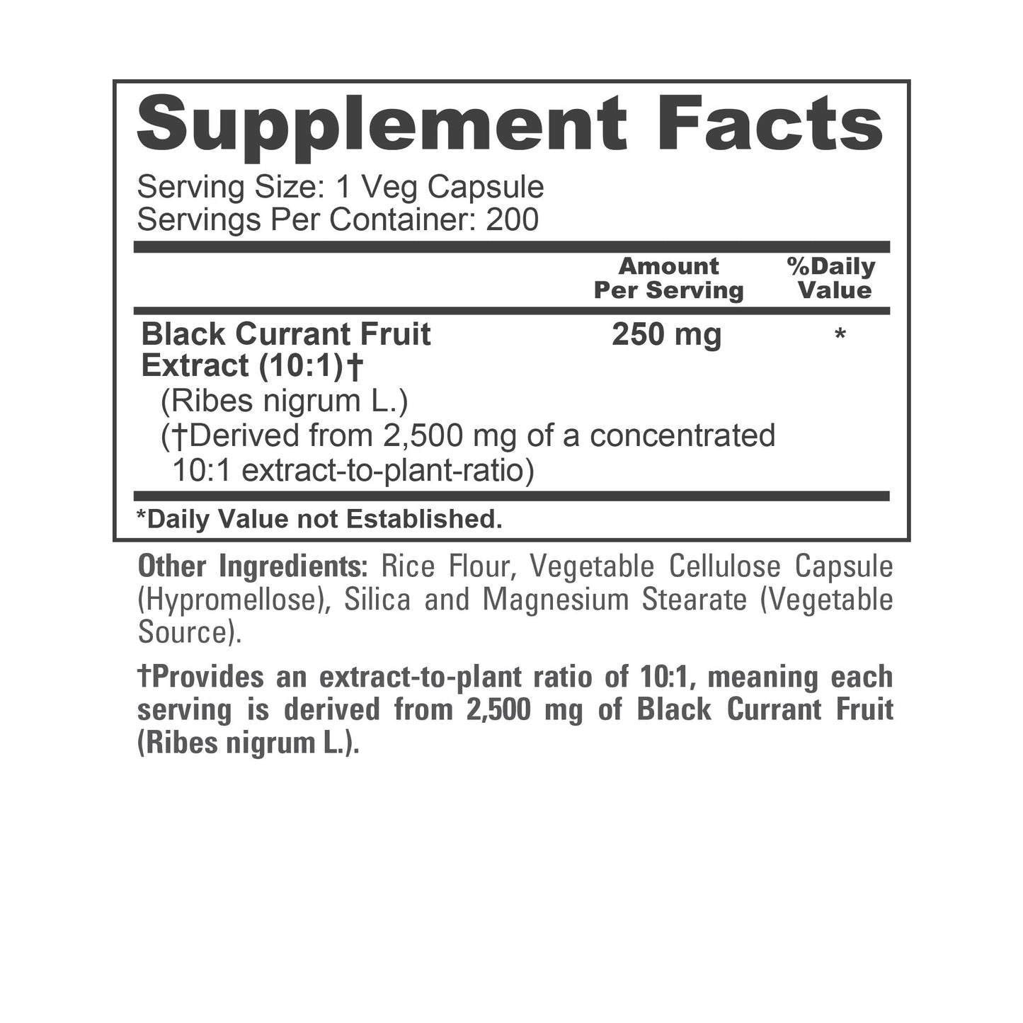 NusaPure Black Currant 10:1 Extract, 250 mg Equivalent to 2,500mg, per Veg Caps 200 Vegan, Non-GMO NusaPureBuy Supplements Australia