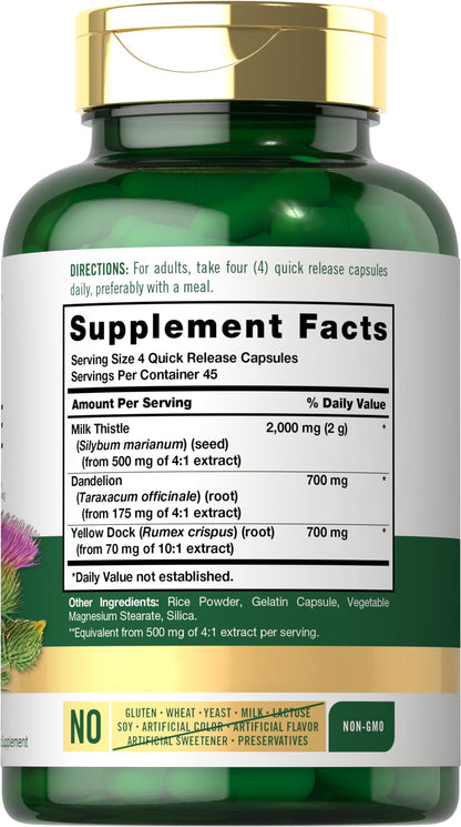 Carlyle Milk Thistle 2000mg | 180 Capsules | with Dandelion & Yellow Dock | Non-GMO CarlyleBuy Supplements Australia