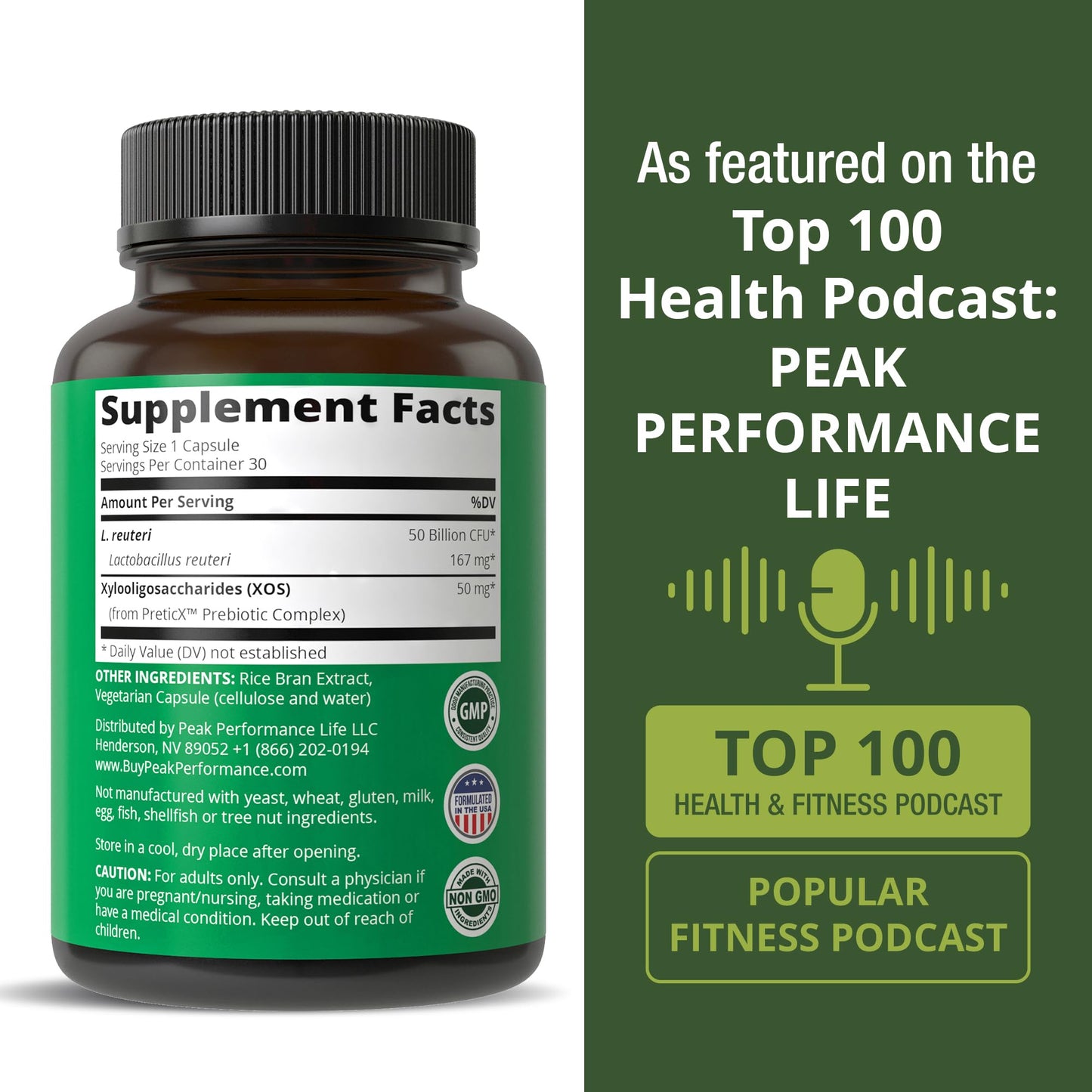 Lactobacillus Reuteri 50 Billion CFU Probiotics with Clinically Studied PreticX® XOS Prebiotic. L Reuteri Probiotic Capsules Supplement for Gut Health and Digestive Support. for Both Women & Men Peak PerformanceBuy Supplements Australia