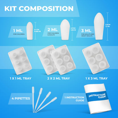 Suppository Molds Kit - Made in France, 3 Sizes (1ml, 2ml, 3ml), Reusable Suppositories Mold - 4 Trays HoxycomBuy Supplements Australia