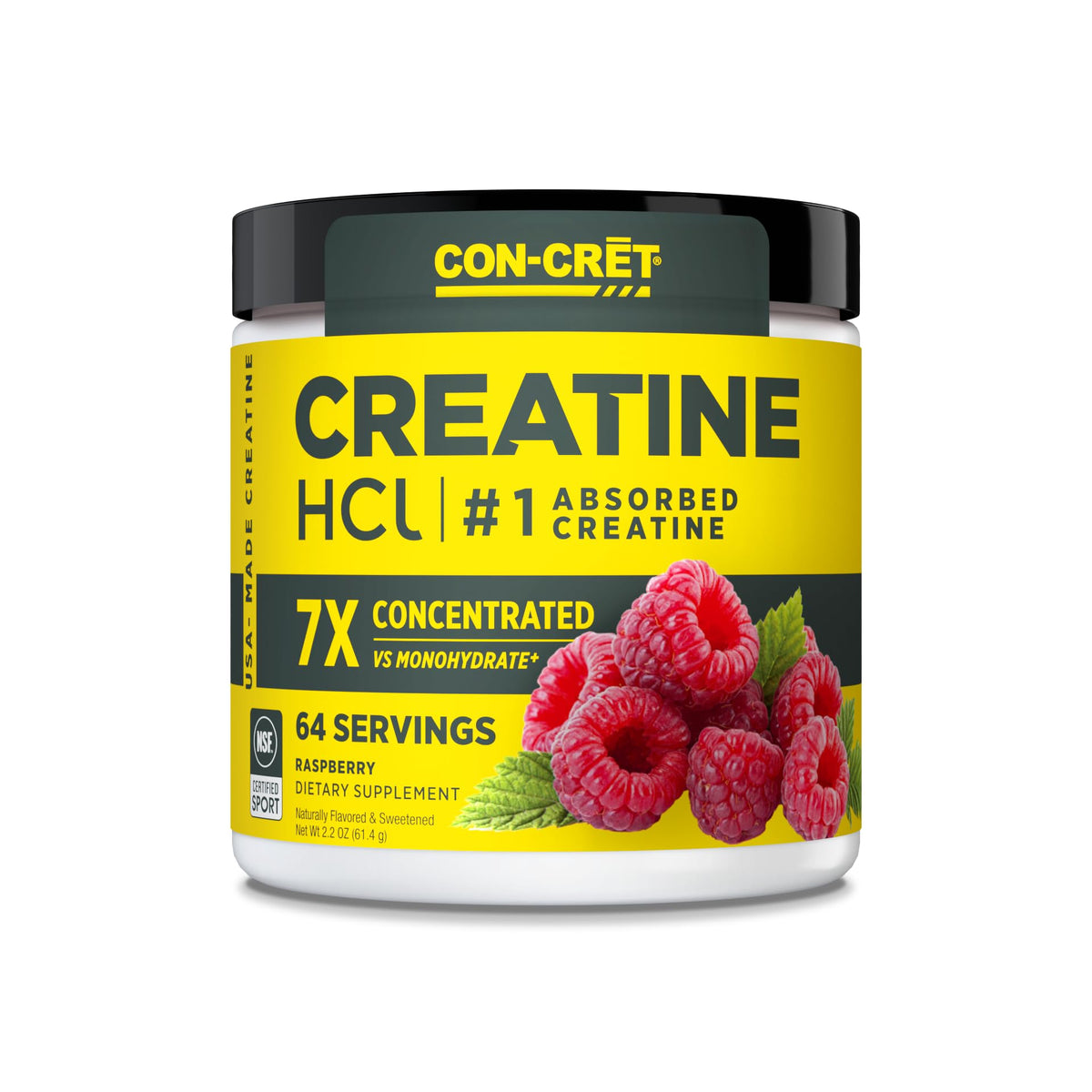 CON-CRET Creatine HCl Powder | Muscle, Cognitive, Cellular Energy Support | No Bloating or Cramps | USA Made & NSF Certified | Raspberry (64 Serving) CON-CRETBuy Supplements Australia