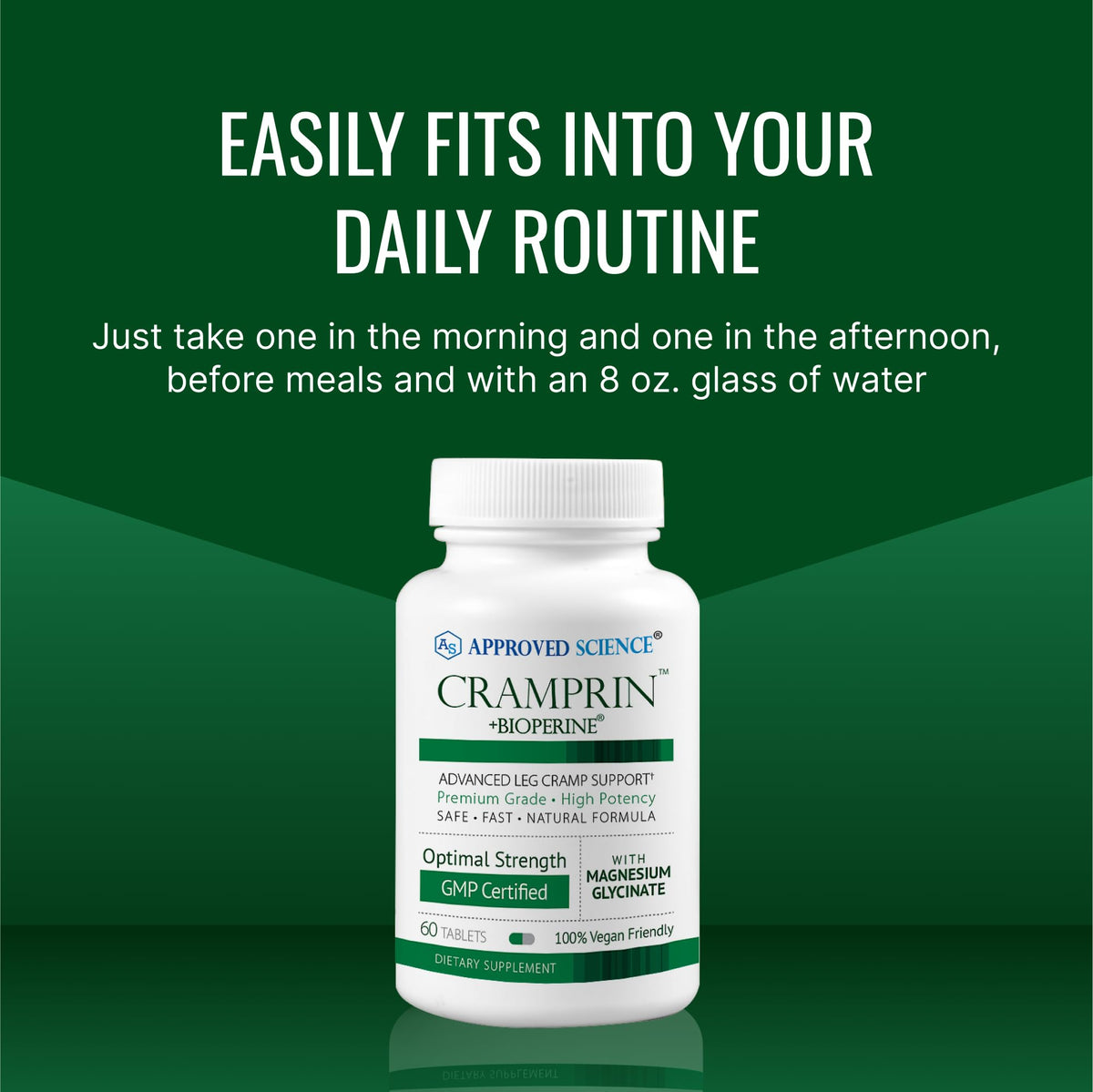 Approved Science Cramprin - High Absorption Magnesium, Vitamin B Complex, BioPerine - Muscle Cramps - 6 Month Supply - 2 Bottles - Vegan Approved ScienceBuy Supplements Australia