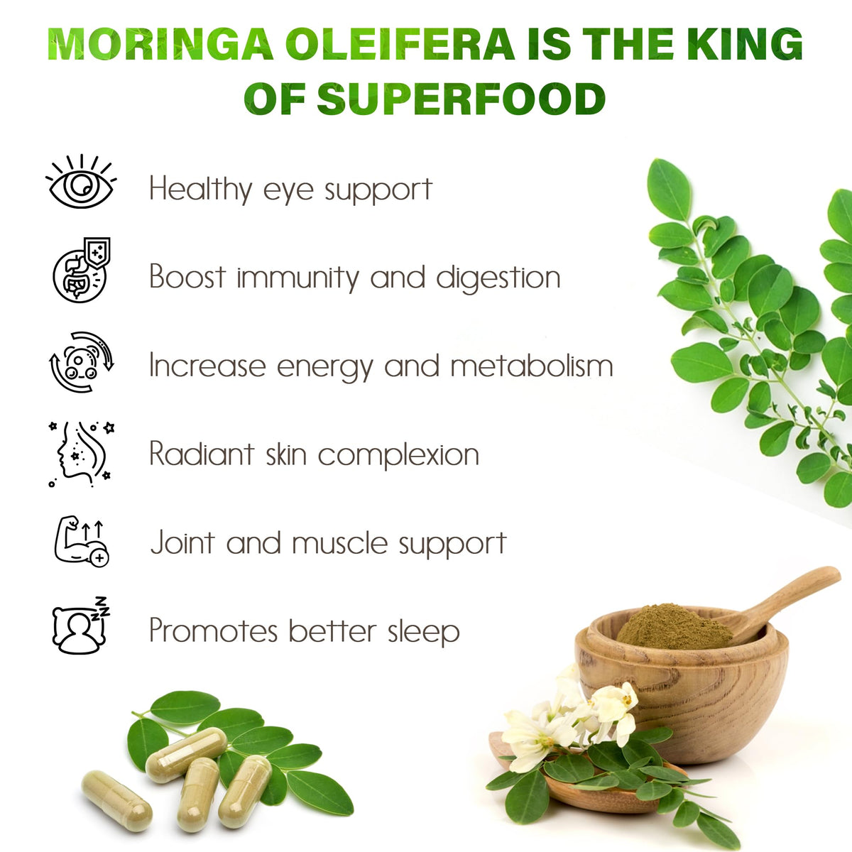 Moringa Capsules| Moringa Oleifera |10,000mg| 300 Capsules| 100% Pure| Non-GMO FitVitalityBuy Supplements Australia