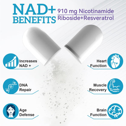 Daiasns NAD Supplement for Men and Women - Liposomal Nicotinamide Riboside, Quercetin, NAD+ Supplement with Resveratrol 910mg - Supports Muscle, Brain, Energy, 120 Capsules DaiasnsBuy Supplements Australia