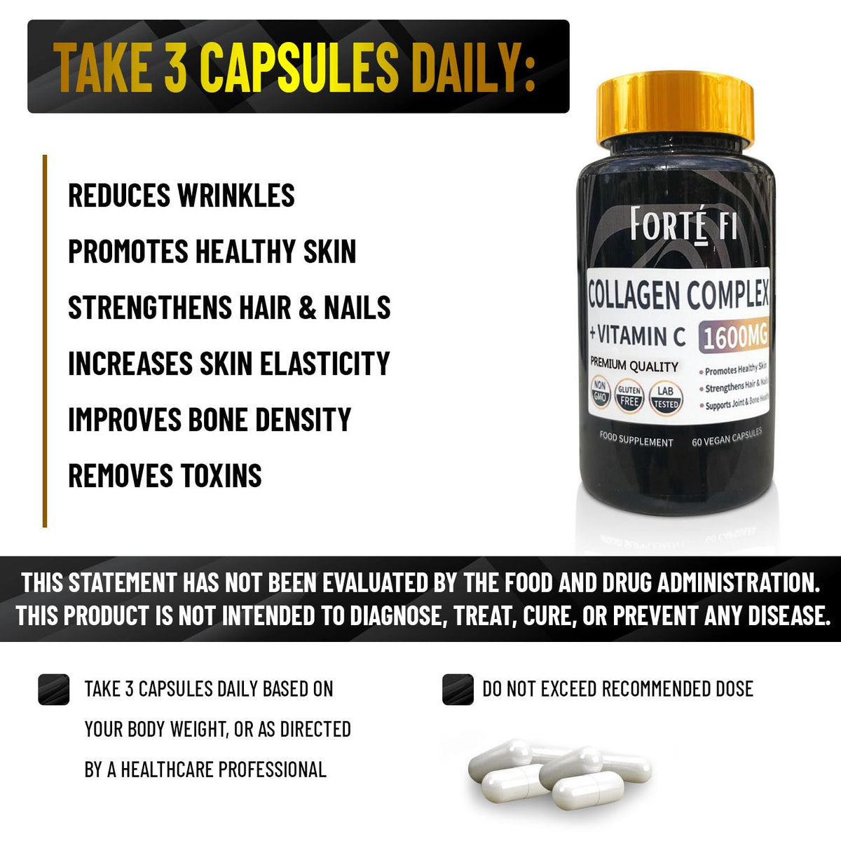 Pure Collagen with Vitamin C - Collagen Supplements for Women & Men - Use with Multivitamin Tablets GenericBuy Supplements Australia