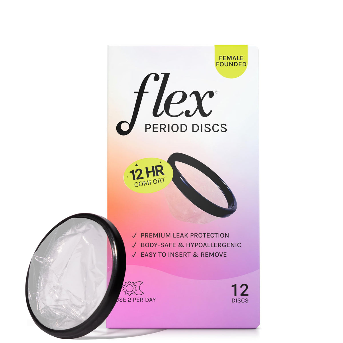 Flex Menstrual Discs | Disposable Period Discs | Reduce Cramps & Dryness | Beginner-Friendly Tampon Alternative | Capacity of 5 Super Tampons | Made in Canada | 12 Count FLEXBuy Supplements Australia