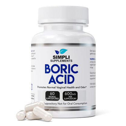 Simpli Supplements Boric Acid Suppositories for Women 600mg – 60 Count | Vaginal pH Balance Support | Feminine Care | Helps Maintain Freshness & Odor Control Simpli SupplementsBuy Supplements Australia
