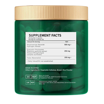 ESUNM Liposomal NAD+ Supplement with Resveratrol, NMN Supplement NAD Resveratrol Support Cellular Health, Stamina & Healthy Aging,Third-Party Tested，80 Capsules ESUNMBuy Supplements Australia