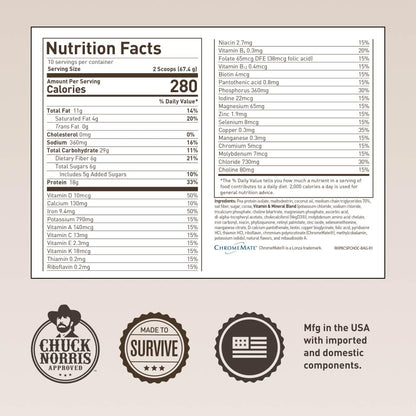 Basecamp Complete Nutrition Shake by Chuck Norris Roundhouse Provisions – Plant-Based Emergency Meal with 18g Protein & 28 Essential Nutrients – Rich Chocolate Flavor – 10 Servings, 3-Year Shelf Life ROUNDHOUSE PROVISIONBuy Supplements Australia