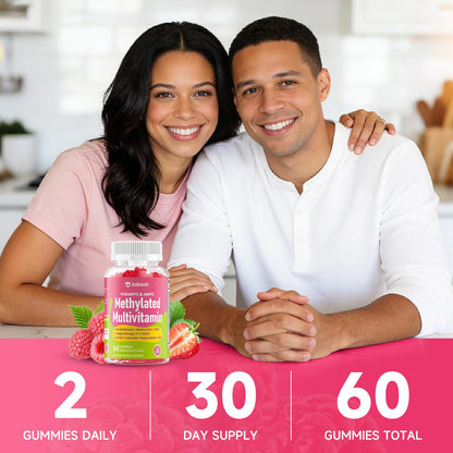 Methylated Vitamin B Complex Gummies for Women & Men, Multivitanins Gummy with Vitamin A, C ,E, Methylfolate & B12, TMG, Calcium, D3 K2 JabsahBuy Supplements Australia