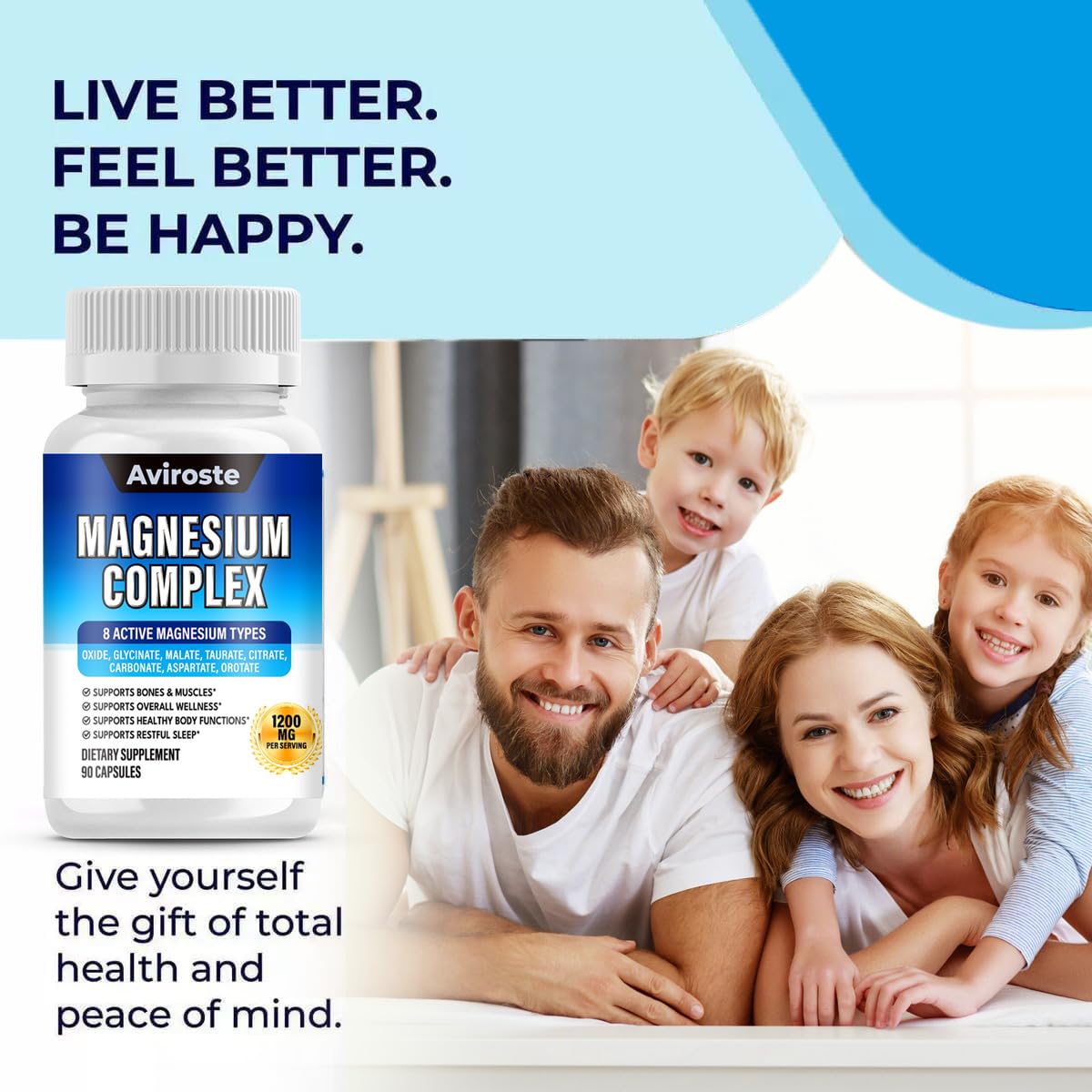8 in 1 Magnesium Complex Supplement - 8 Elemental 1000mg - Magnesium Glycinate, Citrate, Malate, Taurate - High Absorption,for Muscle, Nerve & Sleep Support - 90 Capsules Aviroste buy supplements Au
