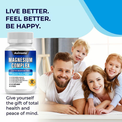 8 in 1 Magnesium Complex Supplement - 8 Elemental 1000mg - Magnesium Glycinate, Citrate, Malate, Taurate - High Absorption,for Muscle, Nerve & Sleep Support - 90 Capsules Aviroste buy supplements Au