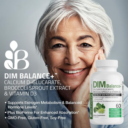 Bronson DIM Balance+ Calcium D-Glucarate, Broccoli Sprouts and Vitamin D3 200 MG of DIM per Capsule Supports Estrogen Metabolism and Balanced Hormone Levels Non-GMO, 30 Vegetarian Capsules BronsonBuy Supplements Australia