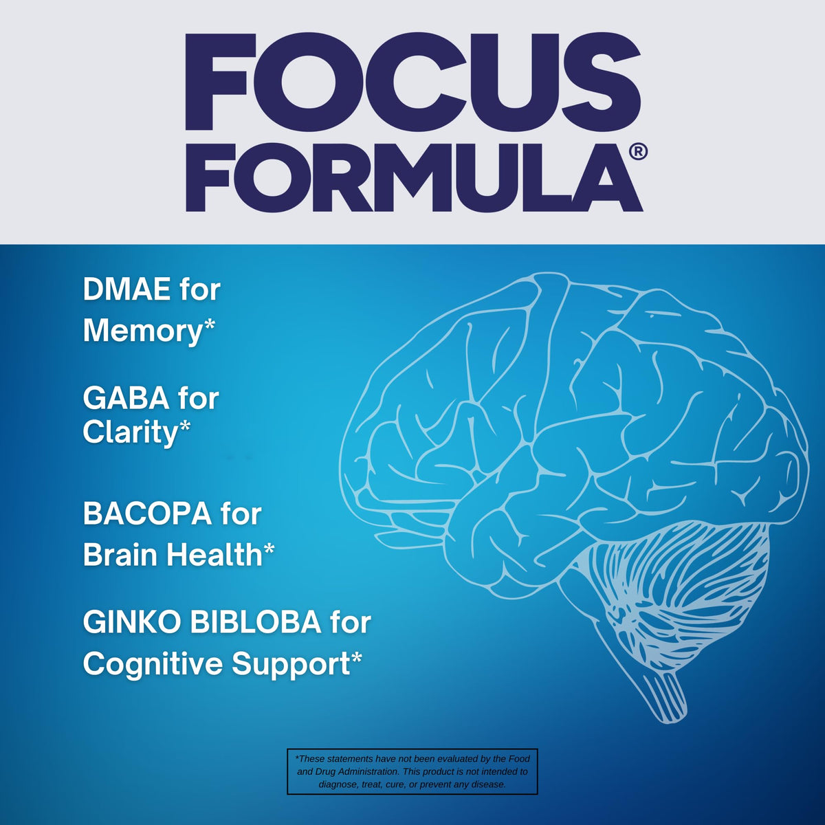Focus Formula Nootropic Brain Supplement, Focus Capsules for Concentration, Supports Energy, Brain Booster with GABA, DMAE, and BACOPA, Memory Support Supplement, Cognitive Support, 60 Veggie Tablets Focus FormulaBuy Supplements Australia