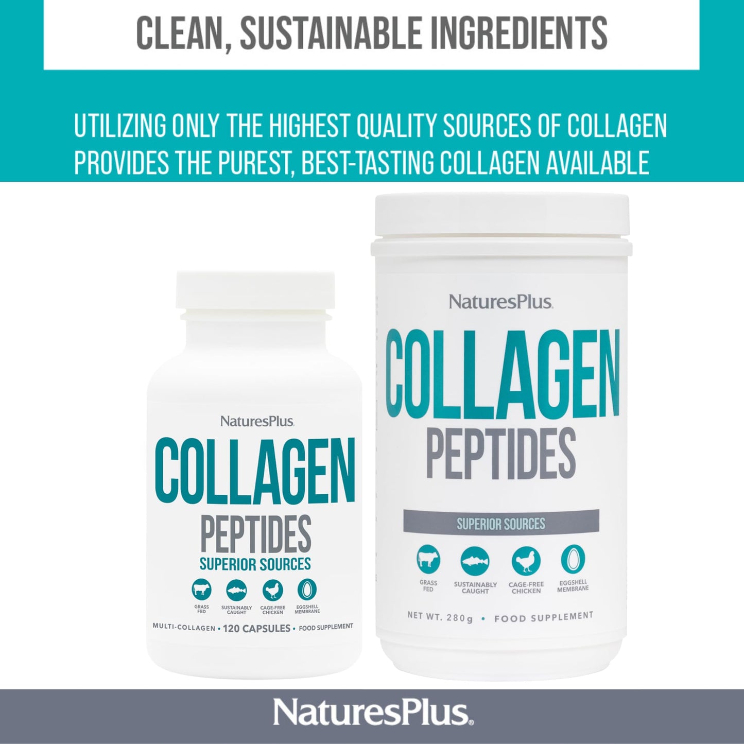 NaturesPlus Collagen Peptides Powder - Premium Hydrolysed Collagen Supplement, 6 Major Types Nature's PlusBuy Supplements Australia