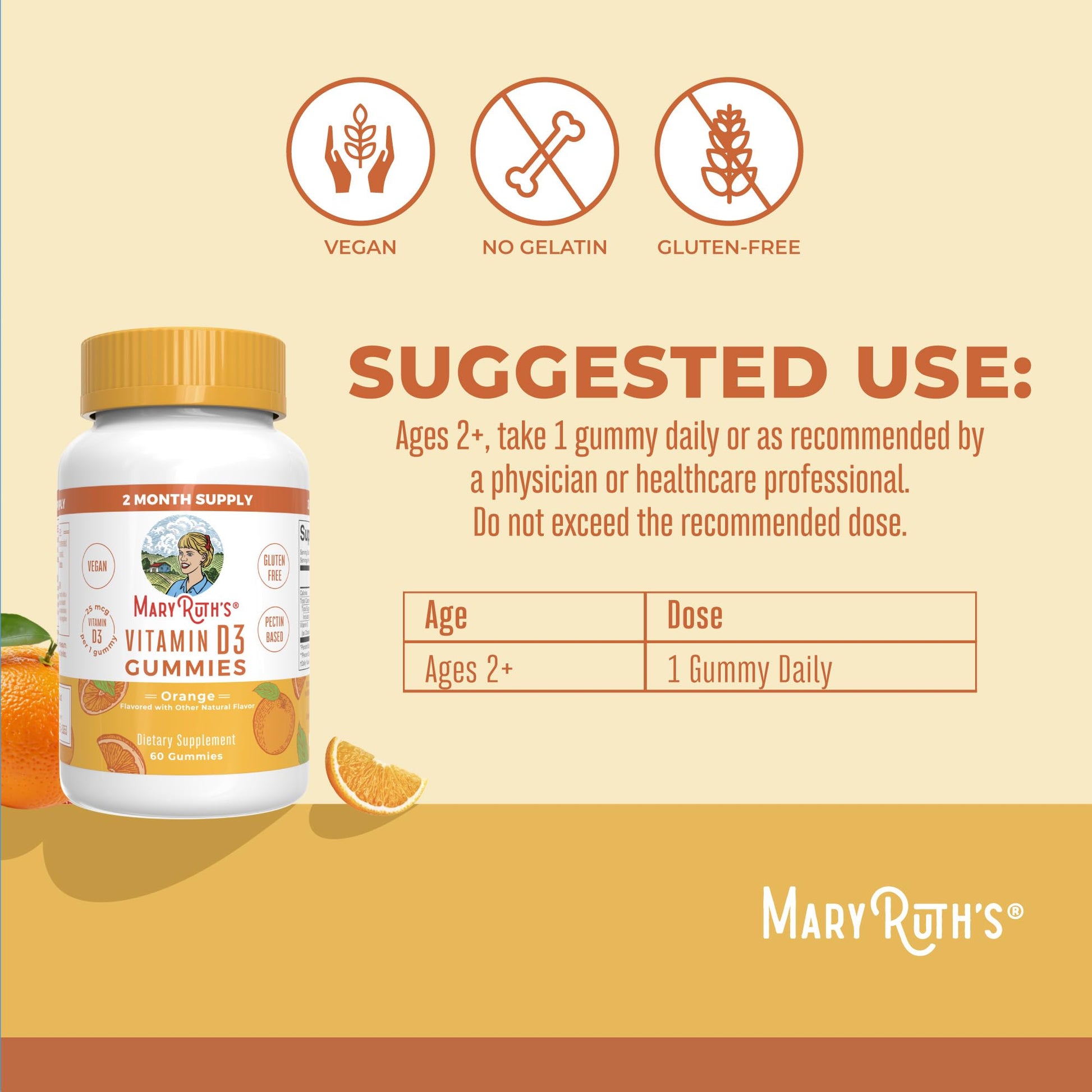 MaryRuth Organics Vitamin D3 Gummies | 2 Month Supply | Adults & Kids Vitamin D Gummy | Immune Support Supplement | VIT D3 1000IU for Bone Health&Muscle Function | Vegan | Non-GMO | Gluten Free | 60 MARYRUTH'SBuy Supplements Australia