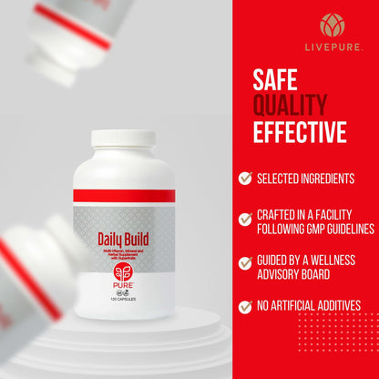 PURE Daily Build | 120 Capsules | Advanced Multivitamin Supplement | Enhanced with Essential Vitamins, Minerals PUREBuy Supplements Australia
