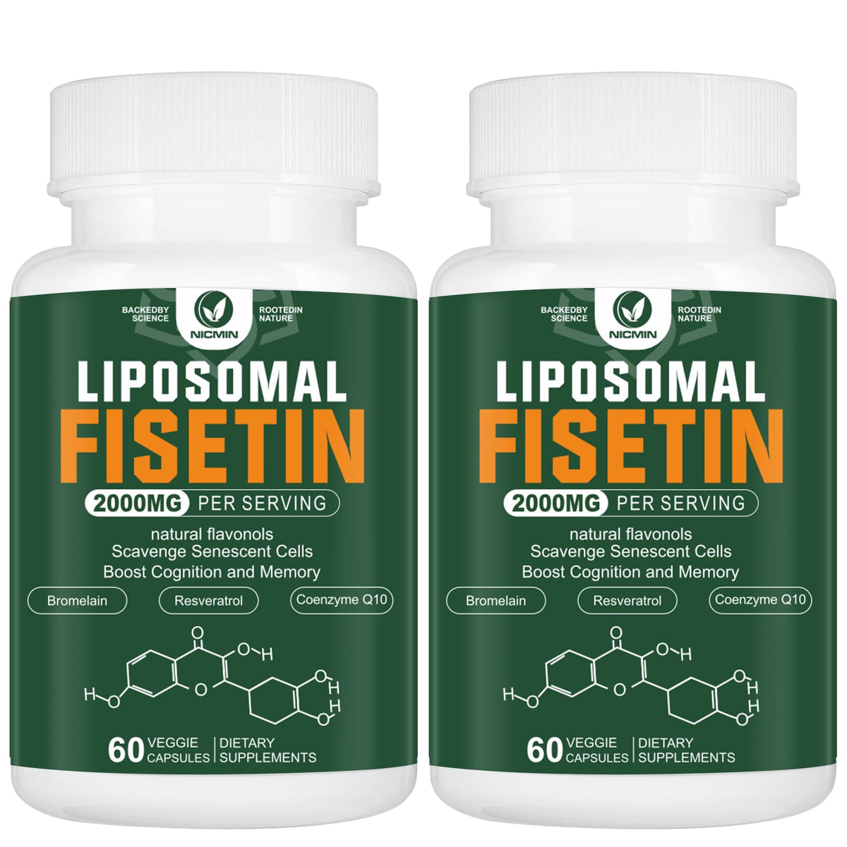 Liposomal Fisetin Supplement, 2000MG, 98% Pure Fisetin Polyphenols Antioxidants, with Quercetin, TMG and Resveratrol, for Healthy Aging, Cognitive Support, 120 Capsules NICMINBuy Supplements Australia