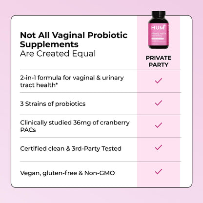 HUM Private Party Vaginal Probiotics for Women, pH Balance and Urinary Tract Support Vaginal Probiotic Supplement with Cranberry & Lactobacillus Blend, Women's Health Cranberry Pills, 30 Capsules HUMBuy Supplements Australia
