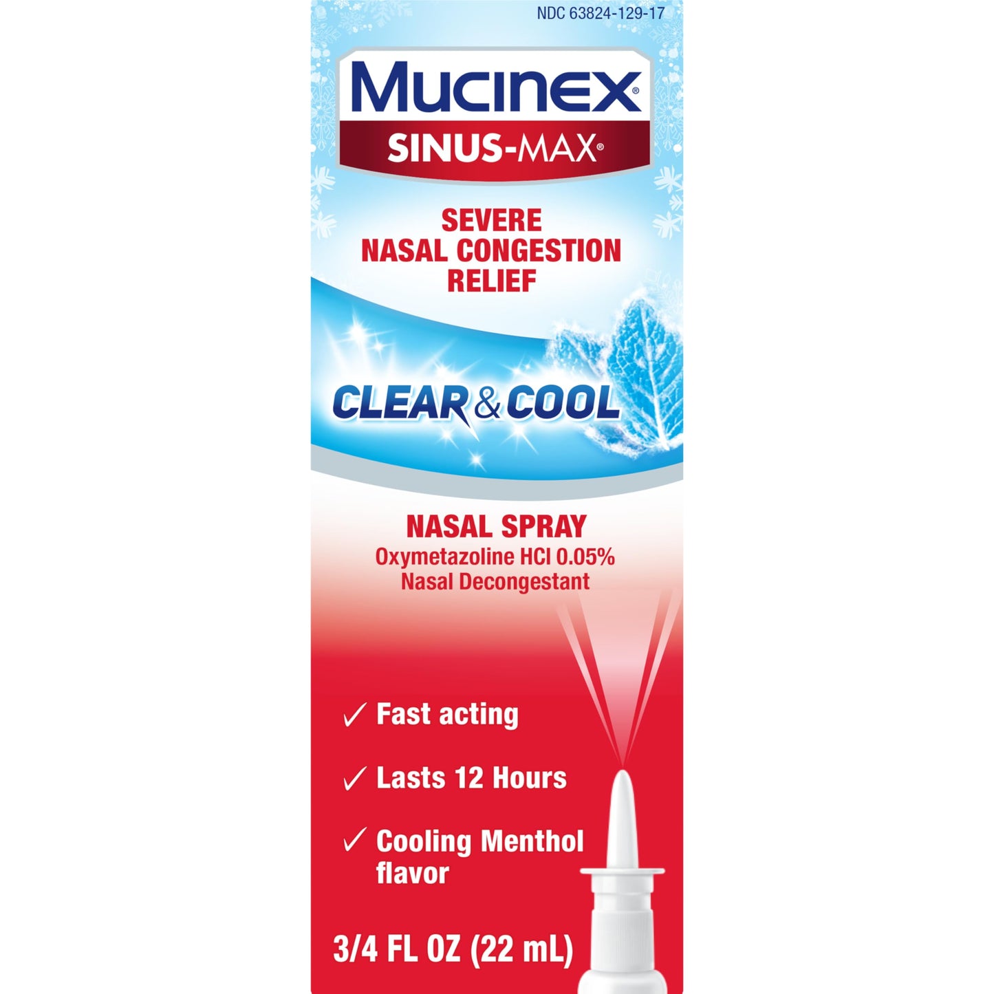 Mucinex Sinus-Max Nasal Spray Decongestant, 12 Hour Over-The-Counter Medication Nose Spray for Sinus Relief, Nasal Decongestants for Adults & Sinus Congestion, Clear & Cool 3/4 Fl Oz(22ML) Mucinex buy supplements Au