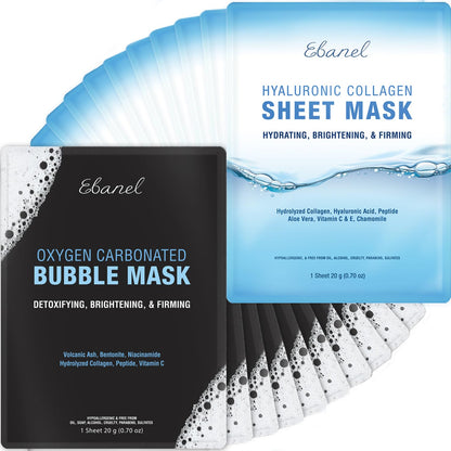 Ebanel Bundle of 15-Pack Collagen Face Mask, and 10-Pack Carbonated Bubble Clay Mask Ebanel buy supplements Au
