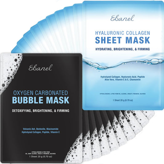 Ebanel Bundle of 15-Pack Collagen Face Mask, and 10-Pack Carbonated Bubble Clay Mask Ebanel buy supplements Au