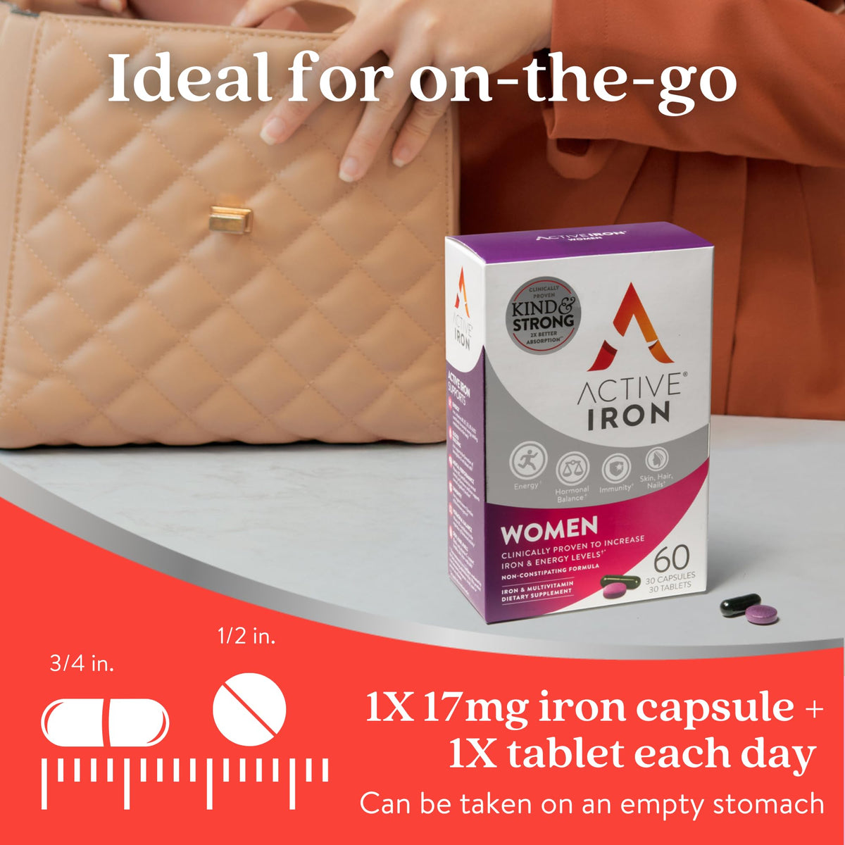 Active Iron Supplement 25mg + Multivitamin for Women – Clinically Proven to Increase Energy & Reduce Tiredness – Gentle ACTIVEIRONBuy Supplements Australia