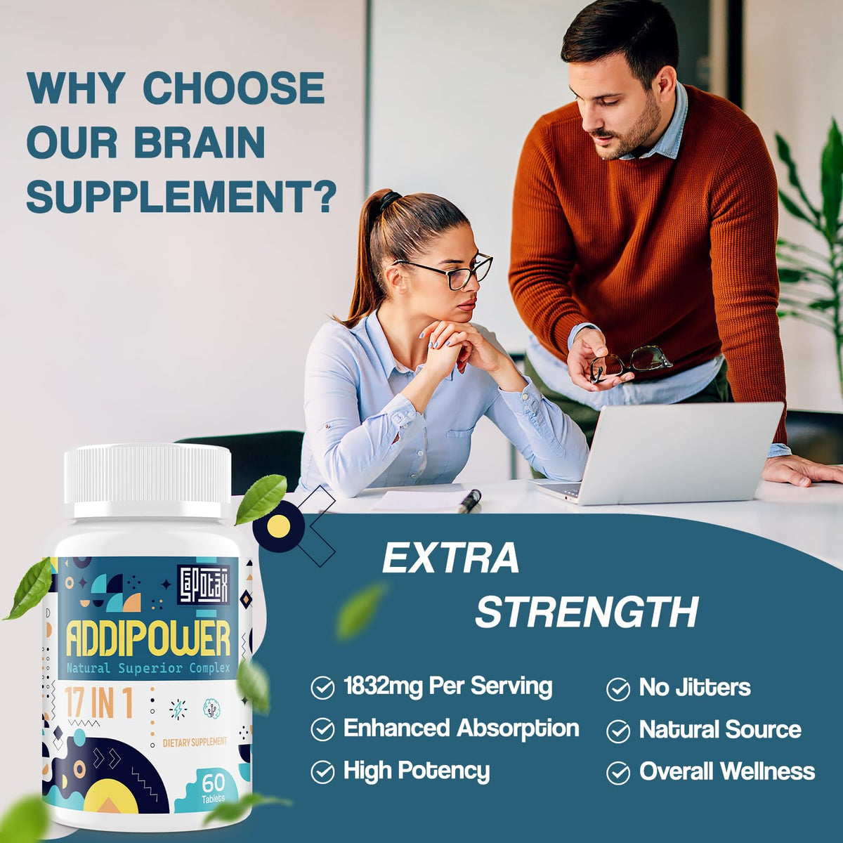 17-in-1 Brain Supplement for Memory and Focus | Nootropic Brain Supplement for Mental Clarity, Concentration, Alertness | Natural Nootropics with Herbal Extracts, Vitamins & Amino Acids (120 Tablets) SapotaxBuy Supplements Australia